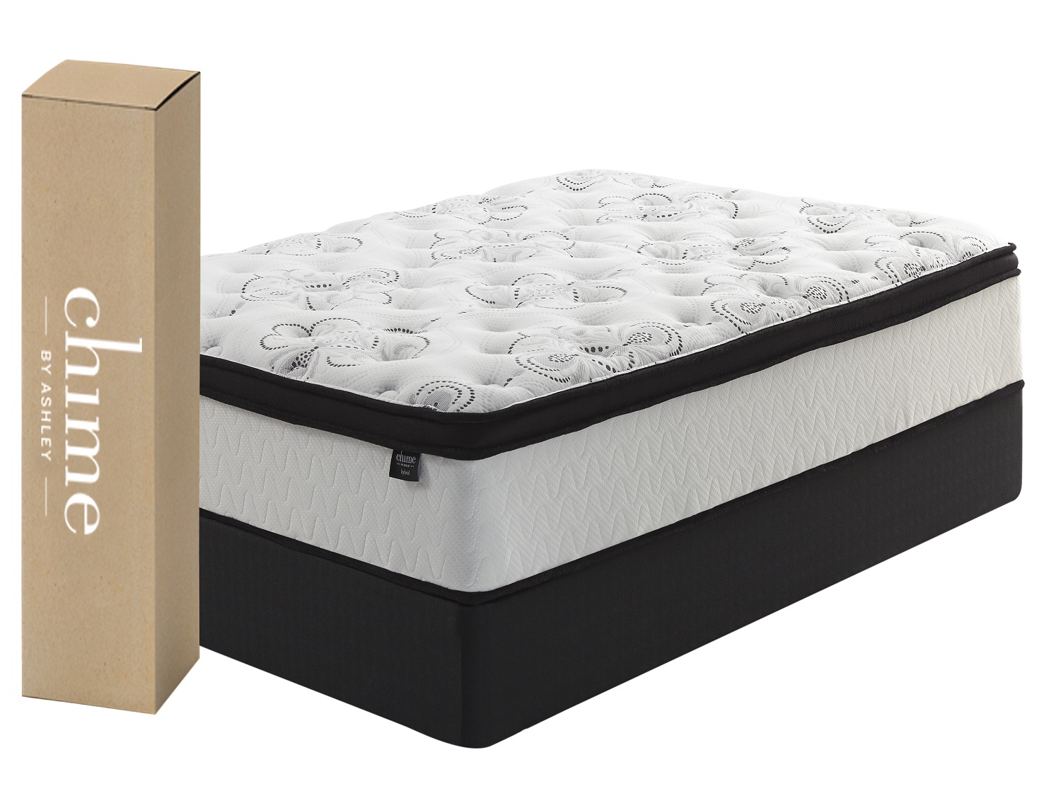 Buying a Mattress at Midha's Furniture Gallery Mississauga Store featuring a Chime by Ashley mattress-in-a-box and plush mattress for better sleep in Mississauga.
