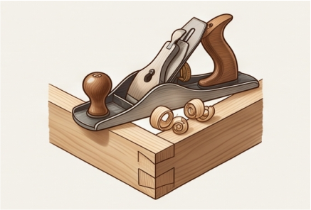 Woodworking hand plane shaping a solid wood joint, representing Handcrafted Quality at Midha's Furniture Gallery Ontario, proudly serving Brampton, Mississauga, Scarborough, Cambridge, and London.