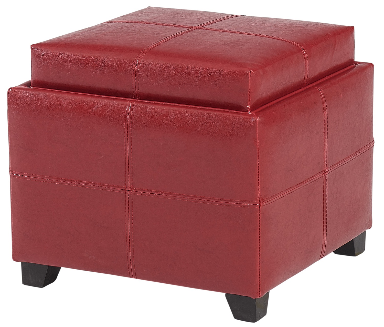 Contemporary Ottoman ANTON IIStorage Ottoman in Red Transitional Styling
