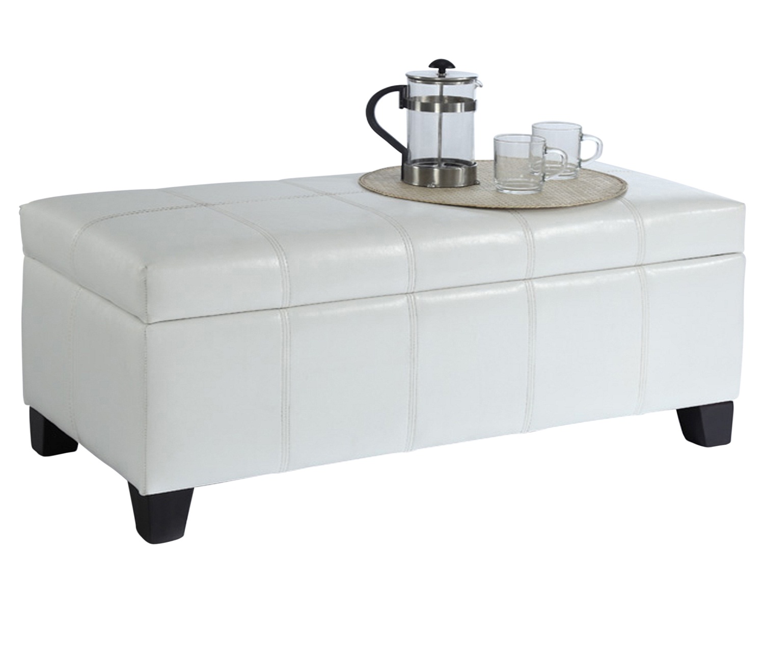 Modern Ottoman Bella Storage Ottoman in White Colour