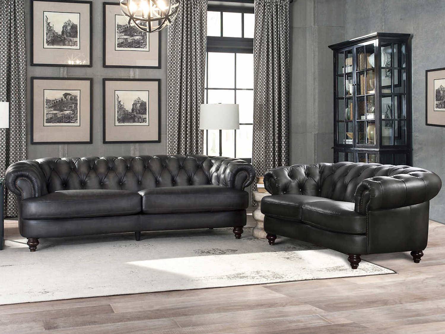 Modern Nottingham Sofa In Genuine Leather With Down Feather Seating by Amax Leather