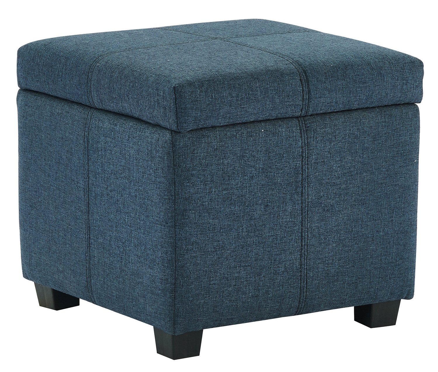 Modern Ottoman - JUNO-Storage Ottoman in Blue Grey Fabric Upholstery