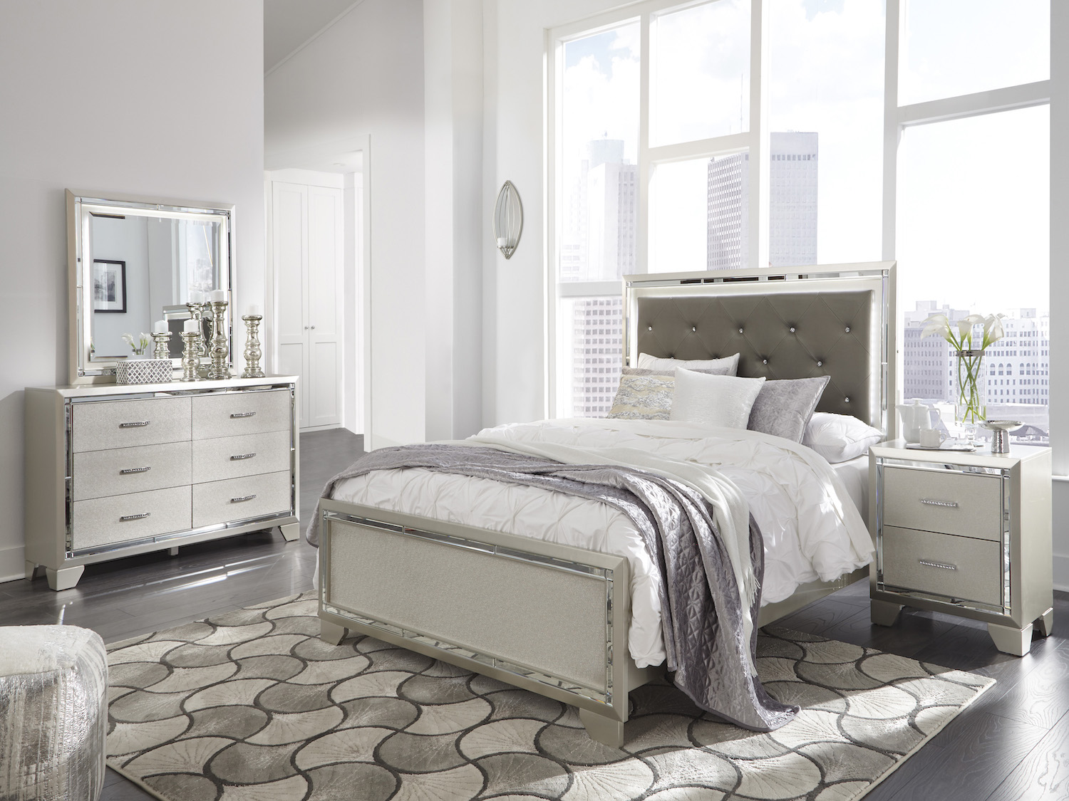 Ashley Contemporary Queen Bedroom Set Lonnix 6 PC Queen Bedroom Set