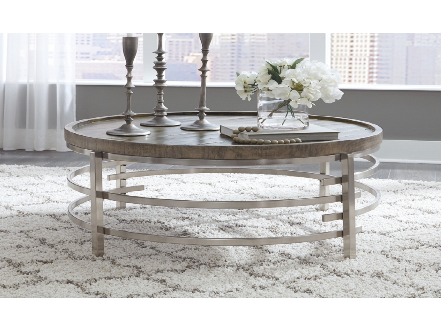 Ashley Contemporary Coffee Table Zinelli Round Coffee Table