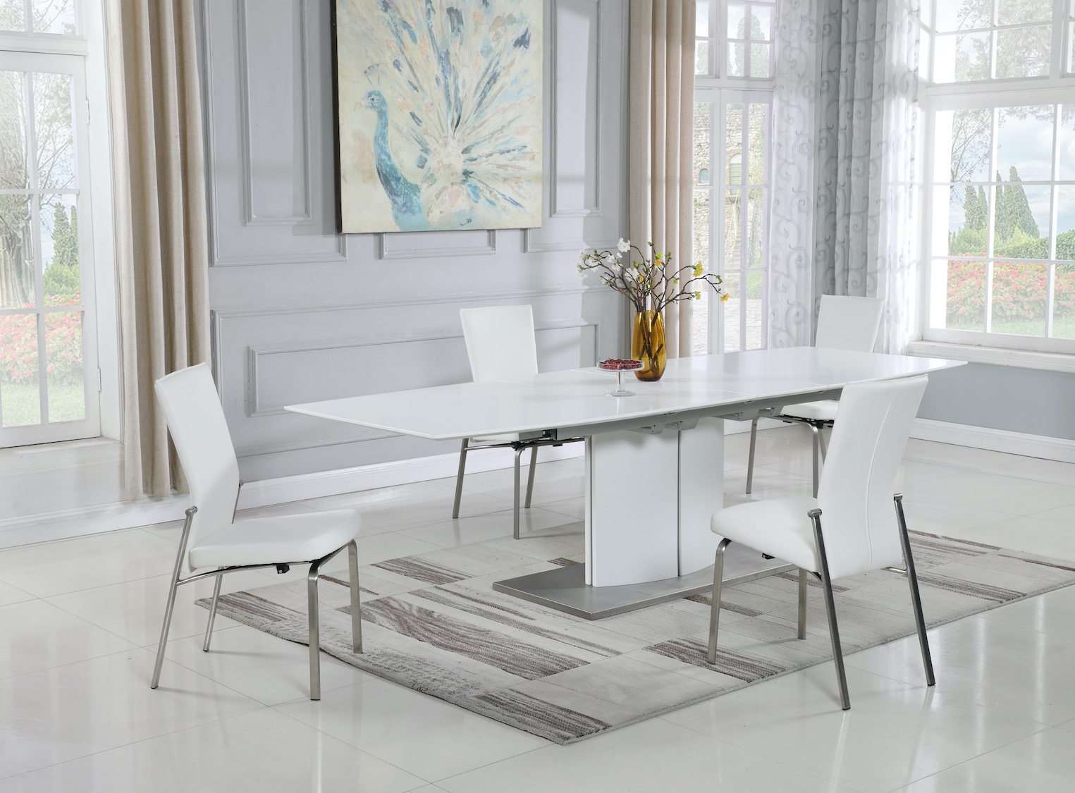 Modern Stylish Elizabeth Dining Table in Matte White Finish