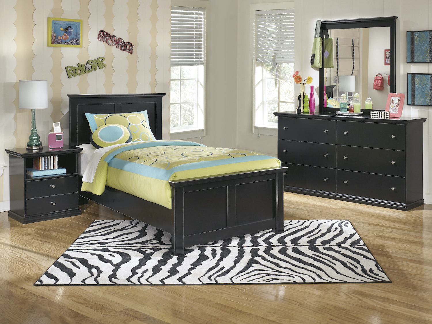 Ashley Modern Kids Bedroom Set - Ashley Maribel Single Bed in Rich