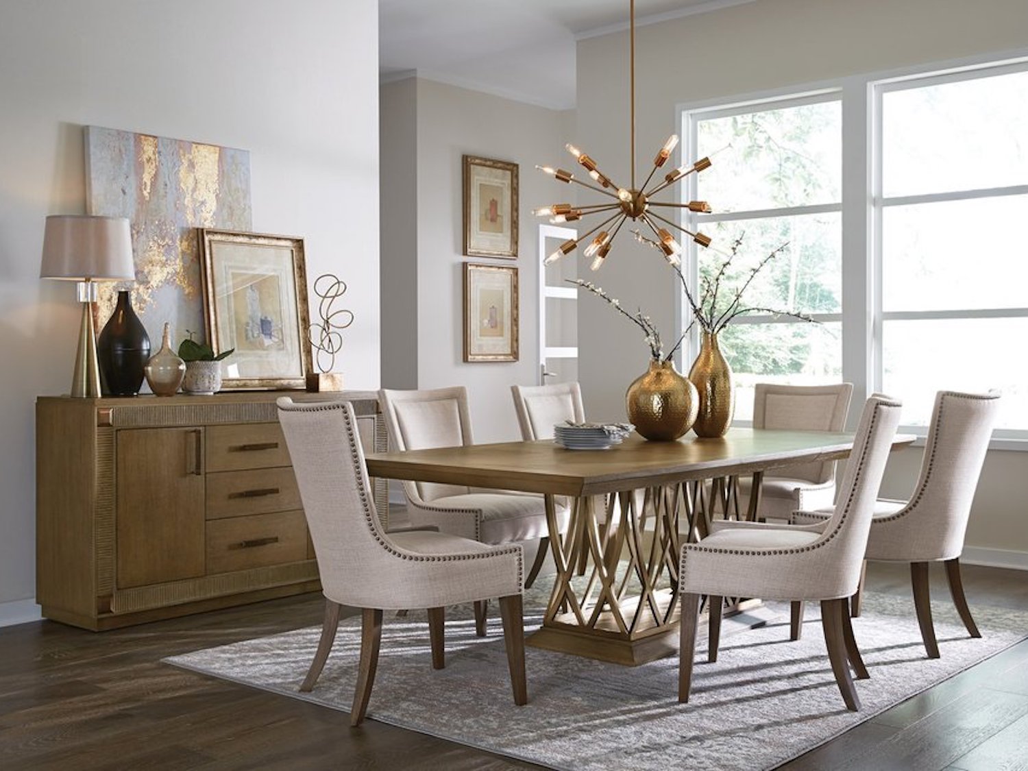 Modern Park Avenue 7 PC Dining Room Set With Metal Accents