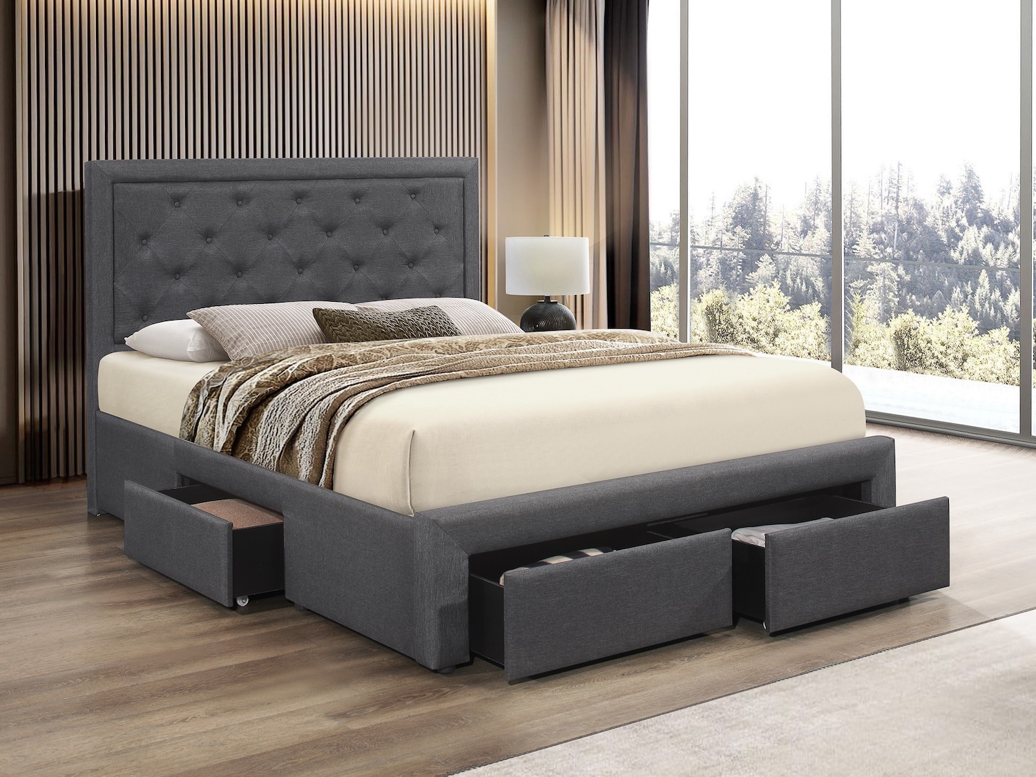 Grey Fabric Storage Bed Only (Full/Double) Size