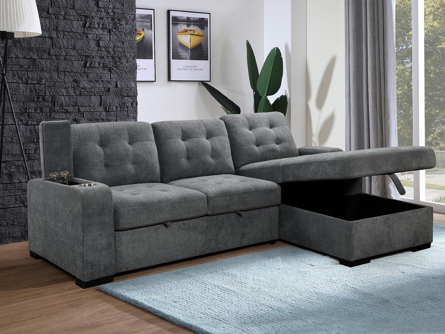 RHF Sofa Bed Sectional with Storage Chaise