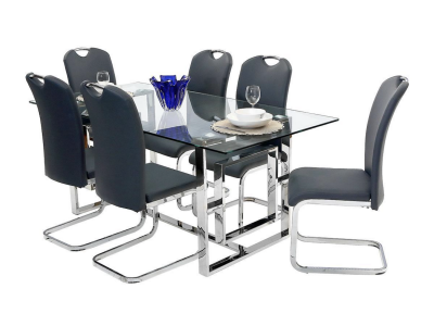 7 PC Lorde Glass Dining Set by Midha's Furniture Serving Brampton, Mississauga, Etobicoke, Toronto, Scraborough, Caledon, Cambridge, Oakville, Markham, Ajax, Pickering, Oshawa, Richmondhill, Kitchener, Hamilton and GTA area