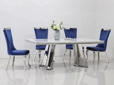 87 Inch 5 PC Cultured Marble Dining Set by Midha's Furniture Serving Brampton, Mississauga, Etobicoke, Toronto, Scraborough, Caledon, Cambridge, Oakville, Markham, Ajax, Pickering, Oshawa, Richmondhill, Kitchener, Hamilton and GTA area