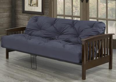 Adjustable Futon in Espresso Wooden Frame by Midha's Furniture Serving Brampton, Mississauga, Etobicoke, Toronto, Scraborough, Caledon, Cambridge, Oakville, Markham, Ajax, Pickering, Oshawa, Richmondhill, Kitchener, Hamilton and GTA area