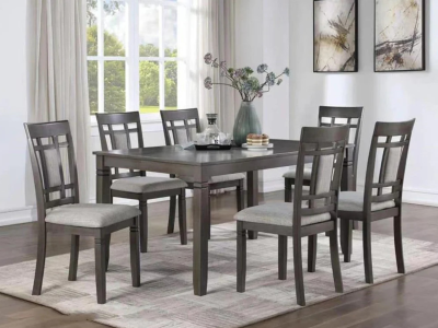 Aran 7 PC Dining Table Set in Grey by Midha's Furniture Serving Brampton, Mississauga, Etobicoke, Toronto, Scraborough, Caledon, Cambridge, Oakville, Markham, Ajax, Pickering, Oshawa, Richmondhill, Kitchener, Hamilton and GTA area