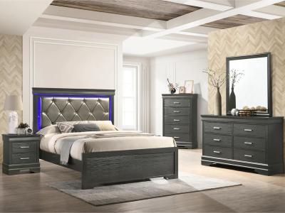 Brooklyn 6 PC Queen Bedroom Set (Gray) by Midha's Furniture Serving Brampton, Mississauga, Etobicoke, Toronto, Scraborough, Caledon, Cambridge, Oakville, Markham, Ajax, Pickering, Oshawa, Richmondhill, Kitchener, Hamilton and GTA area