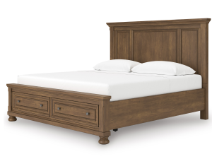 Get the beautiful Feddinger Queen Panel Storage Bed (also known as Vandenmore) for a lower price! This traditional chestnut brown wood bed features 2 smooth-gliding storage drawers and a classic panel design. No box spring needed. Shop now!