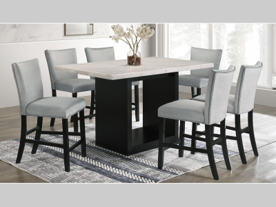 Folando 7 PC Counter Height Marble Dining Table Set by Midha's Furniture Serving Brampton, Mississauga, Etobicoke, Toronto, Scraborough, Caledon, Cambridge, Oakville, Markham, Ajax, Pickering, Oshawa, Richmondhill, Kitchener, Hamilton and GTA area