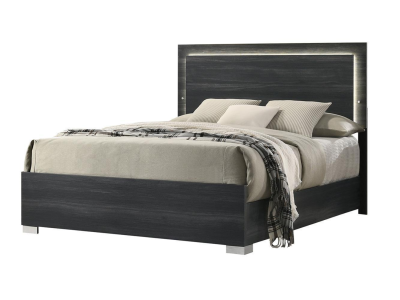 Freya Grey Bed with LED Light by Midha's Furniture Serving Brampton, Mississauga, Etobicoke, Toronto, Scraborough, Caledon, Cambridge, Oakville, Markham, Ajax, Pickering, Oshawa, Richmondhill, Kitchener, Hamilton and GTA area