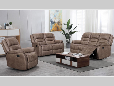 Larissa Fabric Manual Recliner Sofa Set(Caramel) by Midha's Furniture Serving Brampton, Mississauga, Etobicoke, Toronto, Scraborough, Caledon, Cambridge, Oakville, Markham, Ajax, Pickering, Oshawa, Richmondhill, Kitchener, Hamilton and GTA area
