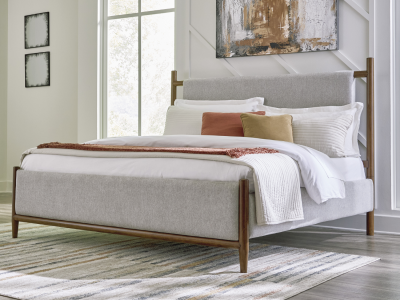 Lyncott Queen Upholstered Panel Bed by Midha's Furniture Serving Brampton, Mississauga, Etobicoke, Toronto, Scraborough, Caledon, Cambridge, Oakville, Markham, Ajax, Pickering, Oshawa, Richmondhill, Kitchener, Hamilton and GTA area