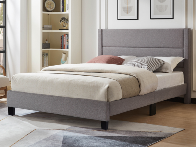 Queen Fabric Upholstered  Bed by Midha's Furniture Serving Brampton, Mississauga, Etobicoke, Toronto, Scraborough, Caledon, Cambridge, Oakville, Markham, Ajax, Pickering, Oshawa, Richmondhill, Kitchener, Hamilton and GTA area