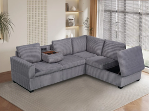 Shop the Snug reversible sectional with storage chaise & drop-down console (USB/power). Luxury beige corduroy sofa at 104