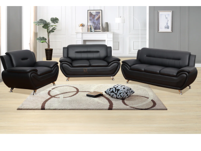 Speedy Black Sofa Set by Midha's Furniture Serving Brampton, Mississauga, Etobicoke, Toronto, Scraborough, Caledon, Cambridge, Oakville, Markham, Ajax, Pickering, Oshawa, Richmondhill, Kitchener, Hamilton and GTA area