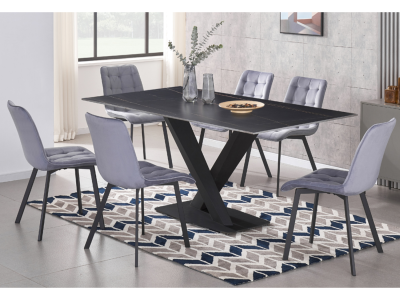 Tavo 7 PC Sintered Stone Dining Table Set by Midha's Furniture Serving Brampton, Mississauga, Etobicoke, Toronto, Scraborough, Caledon, Cambridge, Oakville, Markham, Ajax, Pickering, Oshawa, Richmondhill, Kitchener, Hamilton and GTA area
