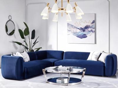 Verona Sectional Sofa: Ink Blue Velvet by Midha's Furniture Serving Brampton, Mississauga, Etobicoke, Toronto, Scraborough, Caledon, Cambridge, Oakville, Markham, Ajax, Pickering, Oshawa, Richmondhill, Kitchener, Hamilton and GTA area
