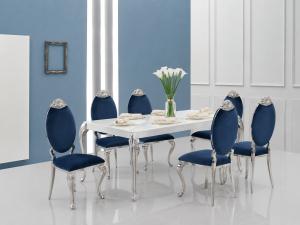 White Frosted 7 PC Glass Glass Dining Table Set, 996, Dining Room Sets, White Frosted 7 PC Glass Glass Dining Table Set from Midha Furniture